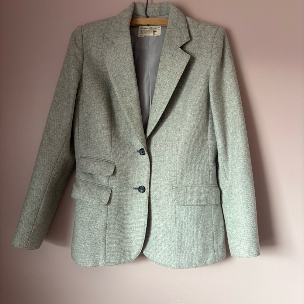 Gray Vintage Wool-Blend Blazer